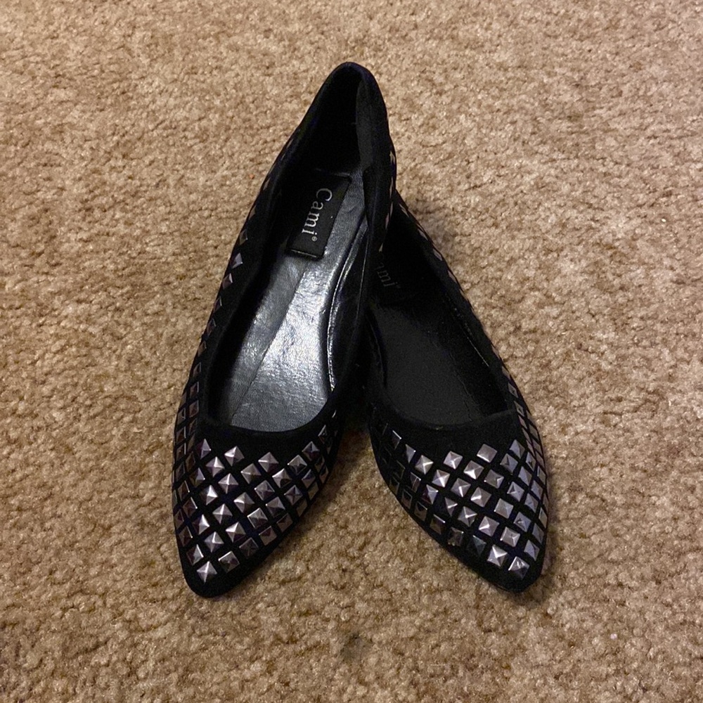 Cami Black Suede Flat Shoes